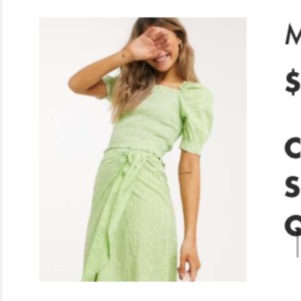 Green Gingham Top and Skirt Set